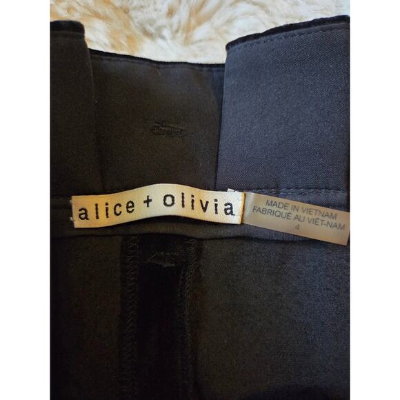 Alice + Olivia Black Velvet High Waisted Paperbag Bow Belt Pants size 4 - Picture 3 of 9